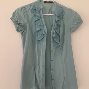 Teal Business Casual Button Down Tee